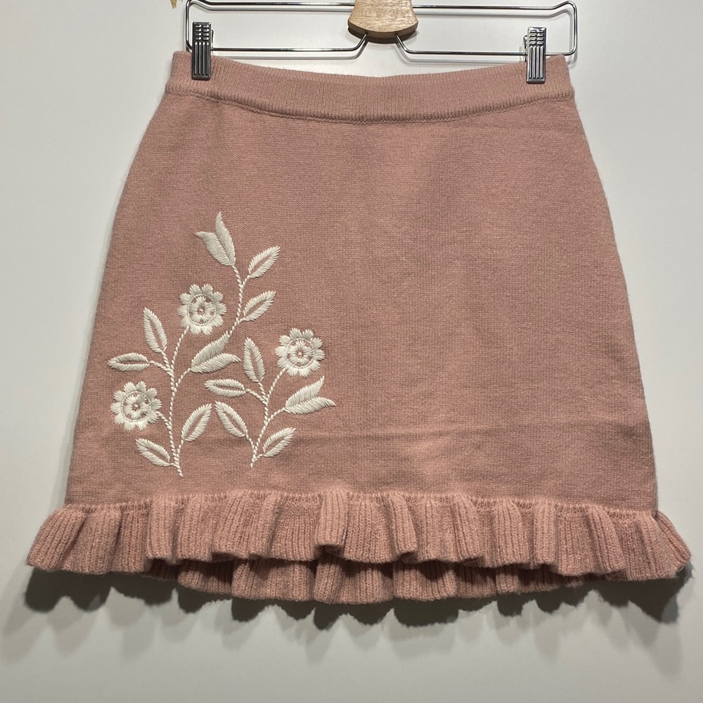 Mable Floral Embroidered Crop Mini Skirt